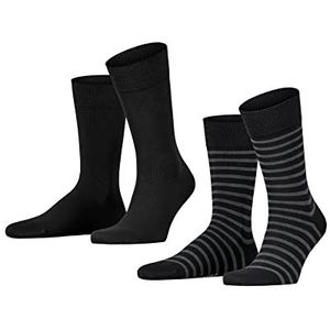 ESPRIT Heren Sokken Fine Stripe 2-Pack M SO Katoen Gedessineerd Multipack 2 Paar, Zwart (Black 3000), 43-46