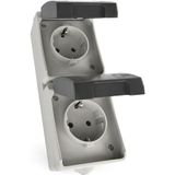 EMOS - 2-voudig Geaard Stopcontact - Opbouw voor Verticale Wandmontage - Geschikt voor Vochtige Ruimtes en Buitenruimtes - 250 V~/16 A Max - Beschermingsklasse IP44/IP54