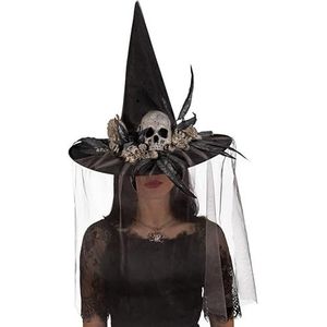 Carnival Toys Black witch heeft W / grijze decoraties, h. 40 cm. w/label.