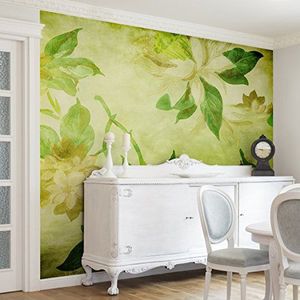 Apalis Vliesbehang bloemenbehang Green Blossoms fotobehang vierkant | vliesbehang wandbehang muurschildering foto 3D fotobehang voor slaapkamer woonkamer keuken | grootte: 336x336 cm, groen, 97721