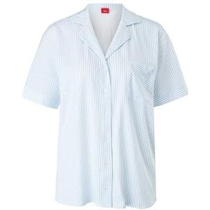 s.Oliver RED LABEL - Pyjama Top - Hemelsblauw Gestreept - Met Opgestikte Borstzak