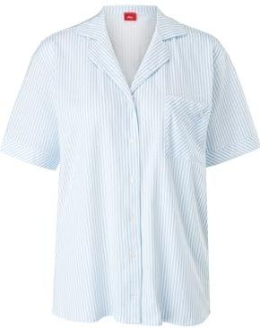 s.Oliver RED LABEL - Pyjama Top - Hemelsblauw Gestreept - Met Opgestikte Borstzak