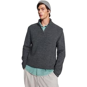 Trendyol Heren rechte lange mouwen regular sweater, dark grey, XXL