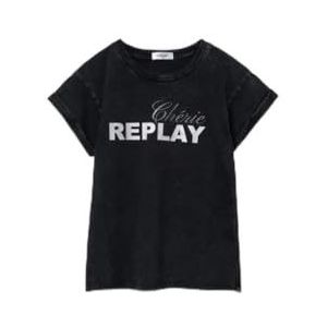 Replay T-shirt voor meisjes, korte mouwen, 098 Black, 8 Jaar