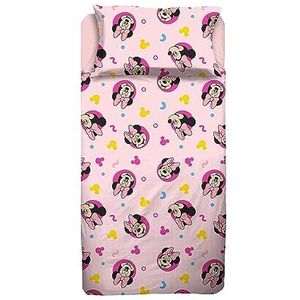 Minnie Mouse, eenpersoons bedlaken, hoeslaken, kussensloop, roze, Disney, 100% katoen, officieel product