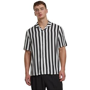 Urban Classics - Viscose AOP Resort Overhemd - Zwart/Gebroken wit