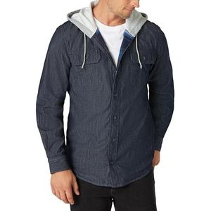 Wrangler Authentics Men's Hooded Blanket Lined Flannel Shirt, Nebulous Blue, 3XL