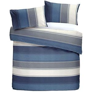 Fusion - Betley - Classic Wide Stripe Dekbedovertrek Set - Blauw - King Bed Size