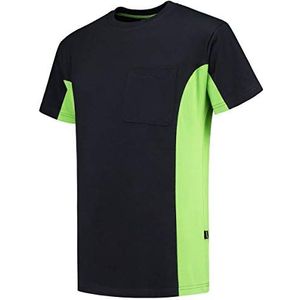 Tricorp 102002 Workwear Bicolor borstzak T-shirt, 100% gekamd katoen, 190g/m², Navy-Lime, maat 5XL