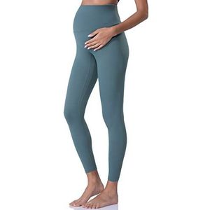 POSHDIVAH Zwangerschapslegging voor dames, over de buik, zwangerschapsbroek, yogabroek, actieve kleding, workout legging, Blauw, L
