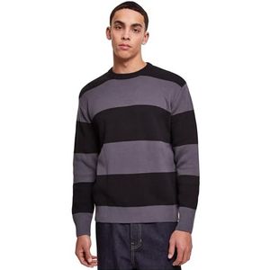 Urban Classics Heren Sweatshirt Heavy Oversized Striped Sweatshirt Black/Darkshadow S, zwart/donkerschaduw, S
