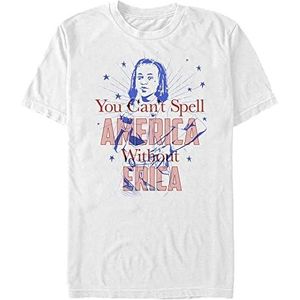 Netflix Unisex Stranger Things-America Erica Organic Short Sleeve T-Shirt, Wit, L, wit, L