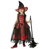 Rubies Heks chic rood kostuum meisje luxe jurk in rood met hoed origineel Halloween carnaval verjaardag