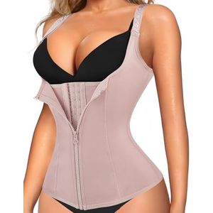 LODAY Tailletrainer, korset, voor een platte buik, sport, training, lichaamsvormer, voor dames, zwart, Beige, L