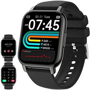 IDEALROYAL Smartwatch voor dames en heren, smartwatch met telefoonfunctie, 1,85 inch touchscreen, fitnesshorloge met bloeddrukmeting, hartslagmeter, IP68 waterbescherming, horloge, stappenteller,