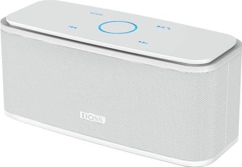 DOSS SoundBox Bluetooth-luidspreker Draadloze draagbare 12W touch-luidspreker met 12 uur speeltijd en dubbele driver draadloze luidsprekers met TF-kaart, microfoon en pure bas【Wit】