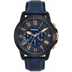 Grant chronograaf marineblauw leren horloge