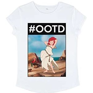 Disney Women's The Little Mermaid-OOTD Ariel Organic Roll Sleeve T-Shirt, Wit, S, wit, S