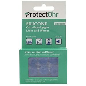 ProtectOhr Siliconen universele oordopjes, 3 paar waterdichte siliconen, oordopjes tegen lawaai en water, tijdens het zwemmen/douchen/watersport, 6 stuks