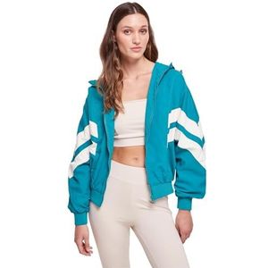 Urban Classics Crinkle Batwing Jacket, tweekleurige nylon jas voor dames in sportieve look, verkrijgbaar in verschillende kleuren, maten XS-5XL, watergroen/wit zand, M