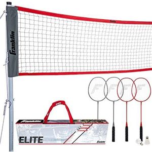 Franklin Sports Elite Badmintonnetset - Inclusief badmintonrackets, palen/net, palen, touwen, grensset - beach- of achtertuin volleybal badminton - eenvoudige installatie