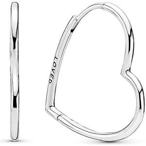 PANDORA Oorbellen ""asymmetrische harten van de liefde"" 297822, Eén maat, Sterling zilver, Geen edelsteen