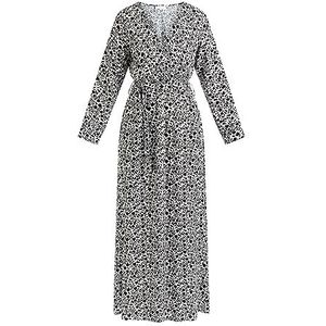 FENIA Dames maxi-jurk met allover-print 10125770-FE02, zwart meerkleurig, M, Zwart meerkleurig., M