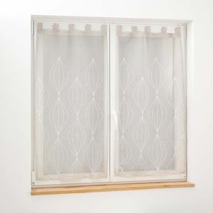 douceur d'intérieur, Paar rechts met lussen (2 x 60 x 90 cm) Galactee Taupe, Geborduurd gezandstraalde sluier