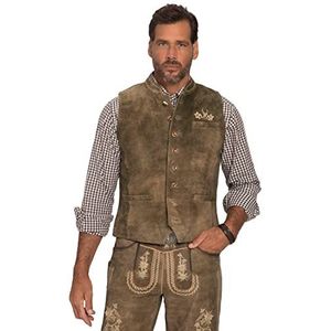 JP 1880 Heren grote maten Menswear L-8XL vest, geitensuède, klederdracht-opstaande kraag 796703, mos, 64