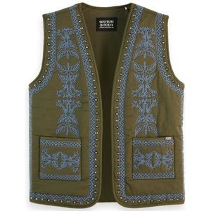 Scotch & Soda Geborduurd gilet met bloemenpatroon, classic green, XL