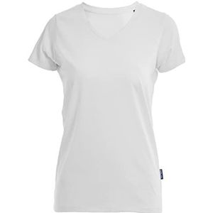 HRM Dames Luxe V-hals T-shirt, Wit, Maat M I Premium Dames V-hals T-shirt Gemaakt van 100% Biologisch Katoen I Dames Basic Shirt Wasbaar tot 60°C I Hoogwaardige en Duurzame Damestops