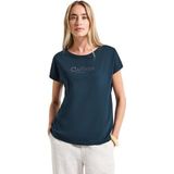Street One - Dames Shirt - Turkoois - Met Folietekst