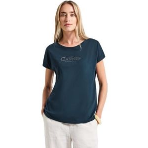 Street One - Dames Shirt - Turkoois - Met Folietekst