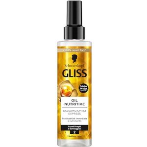 Schwarzkopf Gliss Oil Nutritive Conditioner Spray Express, nährend, 200 ml, Leave in Conditioner Spray mit Omega-9 und Marulaöl, Conditioner ohne Ausspülen und Hitzeschutz für strapaziertes Haar