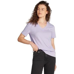 Calvin Klein Jeans Dames T-shirt met korte mouwen en V-hals, Pastel Lila, XXS