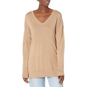 Amazon Essentials Women's Lichtgewicht tuniektrui met lange mouwen en V-hals (verkrijgbaar in grote maten), Camel, XS