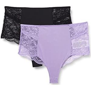 MAMA.LICIOUS Dames MLSENIA HW LACE Briefs 2-P A. Onderbroek, Black/Pack: Violet Tulip, S, Black/Pack:violet Tulip, S