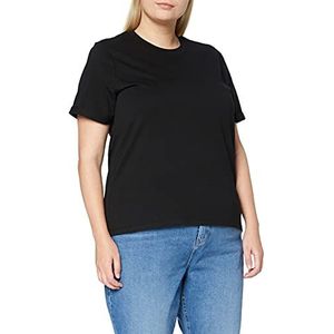 PIECES T-Shirt dames Pcria Ss Fold Up Solid Tee Noos Bc , Zwart , XL