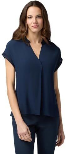 Oltre - Viscose Blouse met Satijnen Details - Blauw - Dames