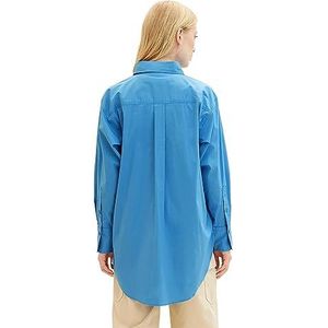 TOM TAILOR Denim Basic poplin hemdblouse voor dames, 17723 - Water Sport Blue, XL