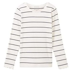 TOM TAILOR Shirt met lange mouwen voor meisjes, 32538-off White Dark Blue Stripe, 116/122 cm