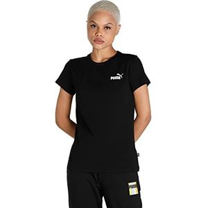 Puma Dames Klein Logo T-shirt Ronde Hals Korte Mouw Comfortabele Top Zwart XS