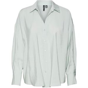 VERO MODA Dames Vmqueeny Ls Oversize shirt WVN Ga Noos shirt met lange mouwen, Silt Green., M