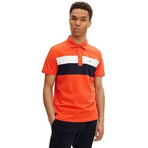 TOM TAILOR Uomini Piqué poloshirt met kleurblok 1032413, 10524 - Grenadine Red, XS