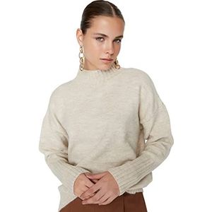Trendyol Vrouwen hoge hals Plain Regular Sweater Sweater, Ecru, M, Ecru, M