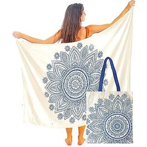 Mandala Life ART Groene pareo voor dames, met kwastjes, katoen, groot, strand, sarong, strandhanddoek, wikkelrok, strandrok, wandtapijt, wikkeldoek, bikini, bedekking, doek voor badpak, mandalablue,