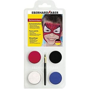 Eberhard Faber Spiderman 579015 Make-upverfset met 4 kleuren, penseel en handleiding (mogelijk niet beschikbaar in het Nederlands), in water oplosbaar, sneldrogend, voor het beschilderen van gezichten
