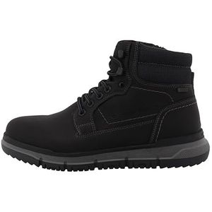 Winter-enkellaars - Zwart - Textiel - Vetersluiting - Ritssluiting