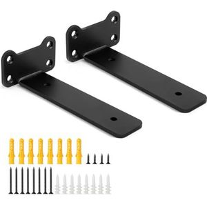 Romon Plankhouders, 2 stuks, wandplanken, zware plankhouders, perfecte wandhouder voor keuken, woonkamer, opbergkast, kantoor, opbergkast, zwart, 15,5 cm
