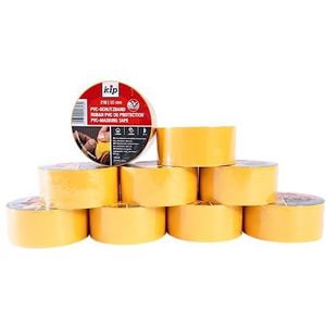 kip 9 rollen tape 218-16 beschermtape – dwarsgegroefd afplakband van pvc ter bescherming van gladde ondergronden – zelfklevend plakband voor schilderen en lakken – 50 mm x 33 m